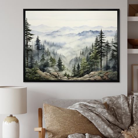 Art Over Couch, Acrylic Wall Decor, Misty Mountain, Tree Wall Decor, Mural Floral, Gold Picture Frames, Acrylic Wall Art, Floral Wall Art, Pine Tree