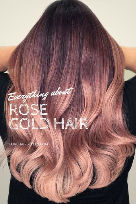 Rose Gold Hair Ombre, Rose Gold Hair Color, Gold Hair Color, Rose Gold Balayage, Wedding Hair Colors, Gold Hair Colors, Hair Color Rose Gold, Diy Hair Color, Trendy Hair Color