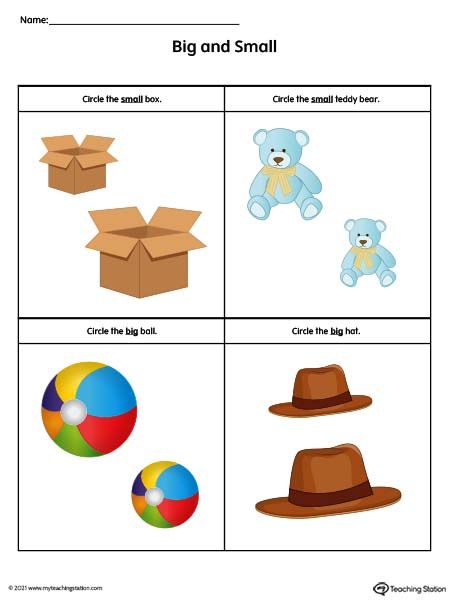 Big and Small Worksheet: Objects (Color) Worksheet.Being able to compare the size of objects is a precursor to the measurement skills needed to move into the upper elementary grades. Help students understand and learn to differentiate between big and small items with these fun MyTeachingStation.com worksheets. Big And Small Activities Preschool, Small Printables, Big And Small Worksheets, Preschool Math Curriculum, Abc Activities Preschool, Body Parts Preschool Activities, Sort By Size, Color Worksheet, Nursery Worksheets