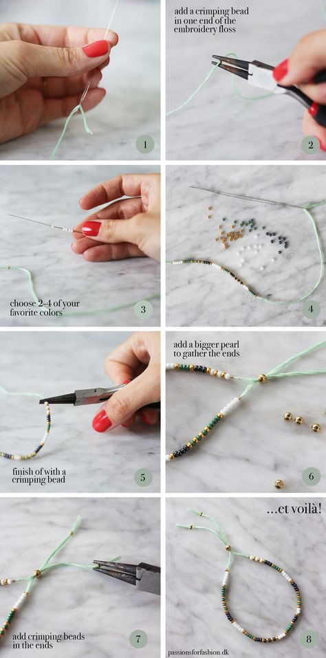 Necklaces With Beads, Diy Bracelets With String, Ankle Bracelets Diy, Beaded Bracelets Tutorial, Diy Bracelets Easy, Friendship Bracelets Diy, Summer Bracelets, Homemade Jewelry, Beaded Bracelets Diy