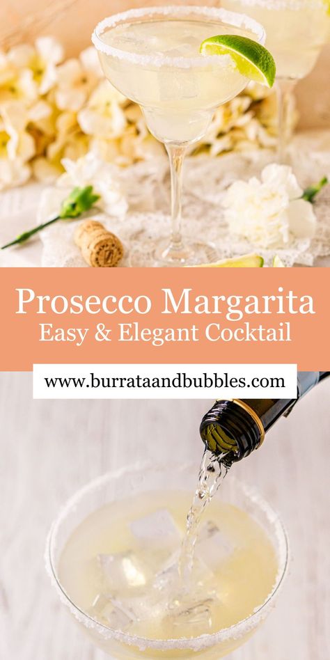 Brunch Margaritas, Prosecco Margarita, White Margarita, Fancy Cocktails Recipes, Sparkling Margarita, Bubble Recipe, Happy Hour Food, Margarita Drink, Easy Margarita