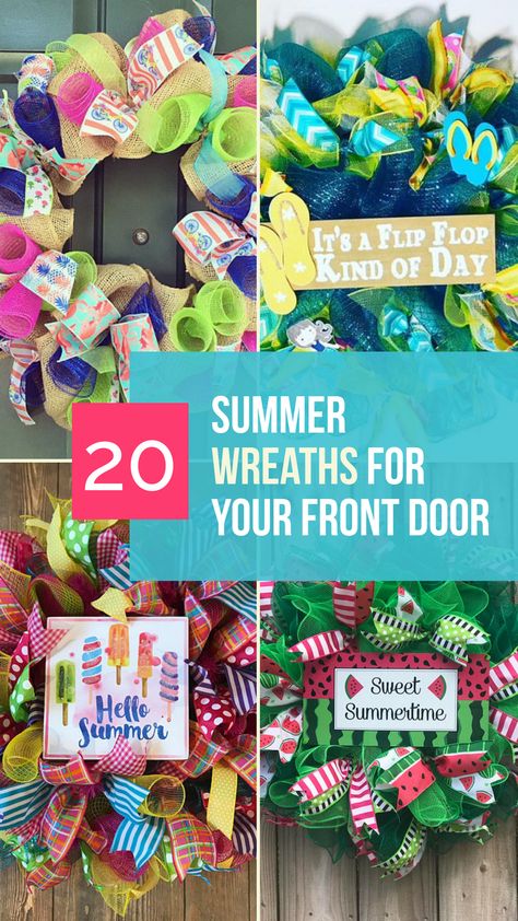 Summer Mesh Wreaths For Front Door, Wreaths For Spring And Summer, Summer Deco Mesh Wreaths Diy, Wreath Board Wreaths, Cute Wreaths, Summer Wreaths For Front Door Diy Dollar Stores, Diy Summer Wreaths For Front Door, Summer Door Wreaths Diy, Spring Wreath For Front Door Diy Easy