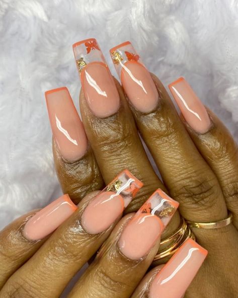 Peach Design Nails, Peach And Cream Nail Designs, Peach Colour Nail Designs, Peachy Nails Designs, Peach Colour Nail Art, Peach Nail Designs, Peachy Nude Nails, Peach Nude Nails, Apricot Nails