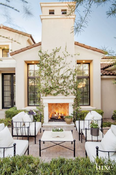 MAY MATTERS - Mediterranean - Patio - Orange County - by CRYSTAL COAST COMPANIES INC | Houzz Mediterranean Backyard, Modern Mediterranean, Outdoor Fireplaces, Casas Coloniales, Mediterranean Decor, Patio Interior, Mediterranean Homes, Studio Mcgee, Outdoor Living Spaces