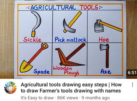 Agriculture Tools Drawing, Agriculture Drawing Easy, Agriculture Drawing, Agricultural Tools, Bullet Journal Cover Ideas, Cool Pencil Drawings, Agriculture Farming, Poster Drawing, Cover Ideas