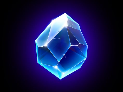 Blue Gem by Ljubica Rancic Fantasy Gemstone Art, Magic Gemstones Fantasy Art, Fantasy Crystal Art, Digital Art Gem, Blue Diamond Concept Art, Glowing Crystal Art, Game Gem, Heart Gem, Crystal Drawing