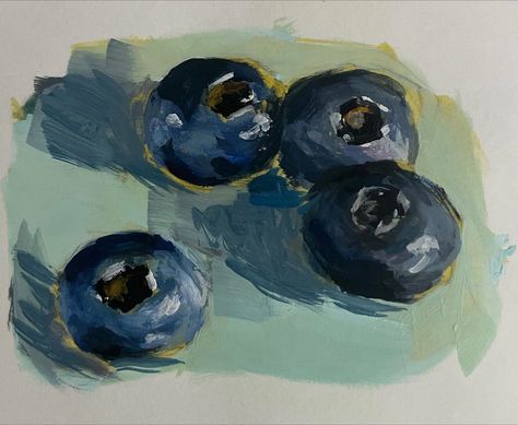 #oilpaint #painting #fruits #blueberries #blueberry Gouache Blueberries, Blueberry Art Cute, Oil Pastel Blueberry, Blueberry Acrylic Painting, Blueberry Oil Painting, How To Paint Blueberries, Gouache Painting Fruit, Blueberry Reference, Fruit Oil Pastel