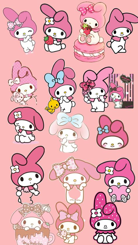 Broken Screen Wallpaper, Happy Birthday Printable, Walpaper Hello Kitty, My Melody Wallpaper, Birthday Cake Topper Printable, Hello Kitty Backgrounds, Face Stickers, Dessin Adorable, Sanrio Characters