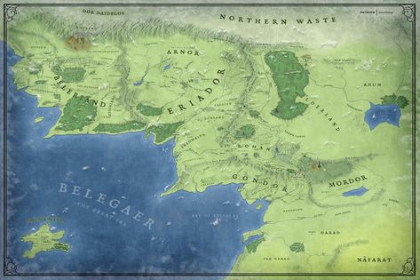 Tolkien Map, Middle Earth Map, Stitched Together, Fantasy World Map, Earth Map, Tolkien Art, Lotr Art, Fantasy Homes, Alien Worlds