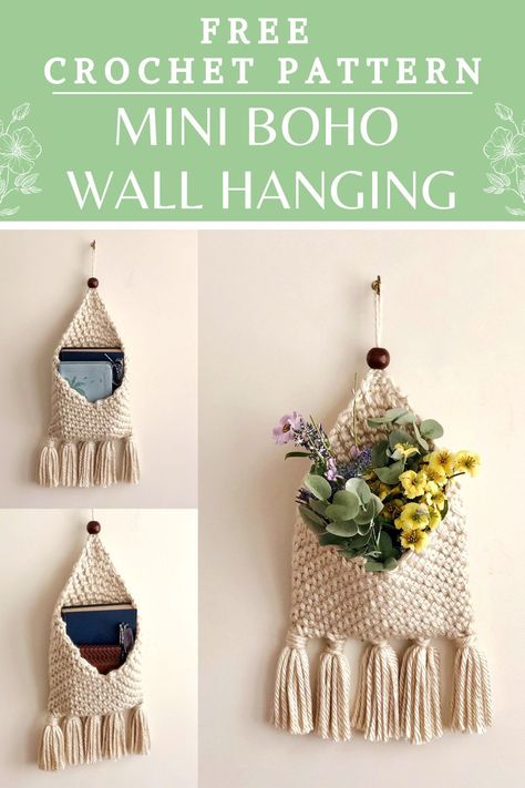 Crochet Mini Boho Bag, Crochet Home Organization, New Crochet Ideas 2023, Crochet Macrame Wall Hangings, Crochet Wall Art Pattern, Crochet Hammock Pattern Free, Free Crochet Wall Hanging Patterns, Crochet Hanging Baskets Free Patterns, Crochet Crafts Free Patterns