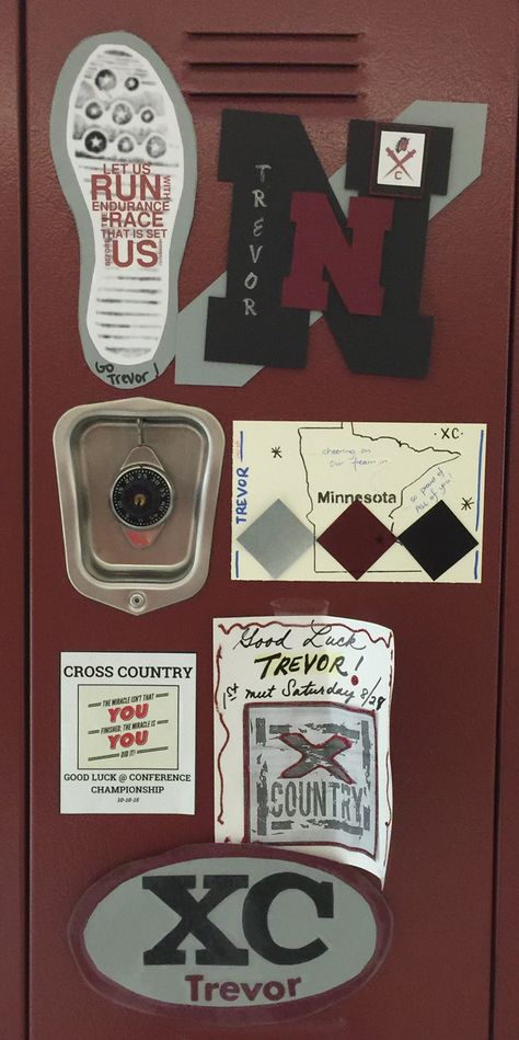 Sports Locker Decorations Cross Country, Locker Decorations For Xc, Cross Country Locker Treats, Locker Decorations For Cross Country, Xc Locker Signs, Cross Country Locker Signs Ideas, Track Locker Decorations, Xc Locker Decorations, Senior Night Posters Cross Country