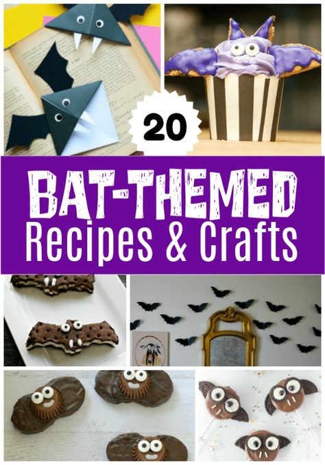 Get ready for Halloween with this fun list of 20 Bat Recipes & Crafts to make with your kids this October! #bats #Halloween #HalloweenRecipes #HalloweenCrafts #BatCrafts Bat Themed Food, Bat Desserts, Bat Crafts, Halloween Bats Diy, Halloween Bats Crafts, Kids Cooking Party, Cardboard Tube Crafts, Scary Food, Origin Of Halloween