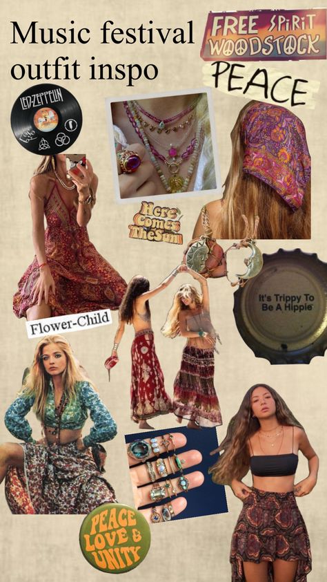 Hippie Music Festival Outfit, Woodstock Aesthetic Outfit, Woodstock Theme Party Outfit, Woodstock Outfit Ideas, Outfit Ideas 70s, Woodstock Aesthetic, 21st Party Themes, Woodstock Outfit, Hippie Outfit Ideas