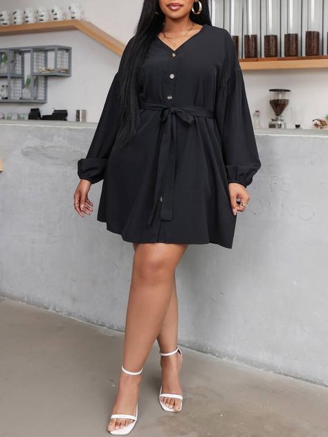 Birthday Outfit For Plus Size Women, Black Opulence, White Long Sleeve Shirt Dress, Sassy Fashion, Plus Size Short Dresses, Dress Curvy, Shape Ideas, Fashion Outfits Plus Size, Elegant Bodycon Dress