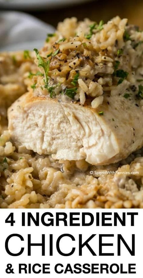 Chicken And Rice Casserole, Easy Chicken And Rice, Chicken Rice Casserole, Chicken Treats, Diner Recept, One Dish Dinners, God Mat, Chicken And Rice, Rice Casserole