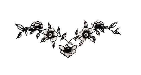 Traditional Tattoo Tramp Stamp, Flower On Collar Bone Tattoo, Bohemian Flower Tattoo, Flower Tattoos Vine, Traditional Flower Vine Tattoo, American Trad Tramp Stamp, Tramp Stamp Tattoos Floral, Tramp Stamp Floral, Tramp Stamp Flowers