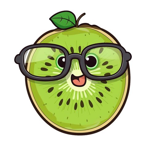 Kiwi Cartoon, Kiwi Sticker, Food Sticker, Cartoon Fruit, Fruit Fruit, Sticker Cartoon, Food Stickers, Sticker Cute, Cute Food