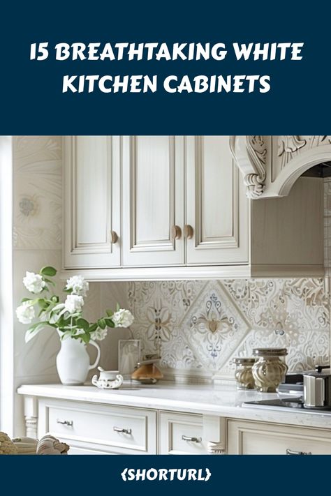 Discover the elegance of white kitchen cabinets with our curated list of 15 breathtaking designs. From classic Shaker styles to modern farmhouse chic, these cabinets transform any kitchen into a bright and inviting space. Learn how to achieve each look with expert tips on finishes, materials, and complementary decor. Whether you are renovating or planning your dream kitchen, this guide is your ultimate resource. Click to explore these stunning white cabinet ideas and get inspired for your next project. #WhiteKitchenCabinets #HomeRenovation #InteriorDesign #KitchenInspiration White Farmhouse Kitchen Cabinets, Modern White Shaker Kitchen, European Cabinets Kitchen, White Shaker Kitchen Ideas, Victorian Kitchen Cabinets, White Shaker Kitchen, European Cabinets, White Victorian, Victorian Kitchen