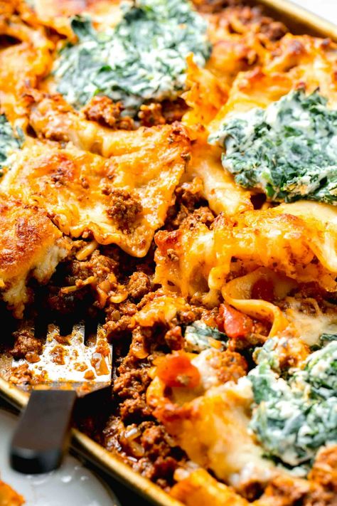 Lasagna With Sausage, Sheet Pan Lasagna, Pan Lasagna, Crispy Parmesan Potatoes, Sausage Lasagna, How To Make Lasagna, Favorite Pasta Recipes, Classic Lasagna, Table For Two