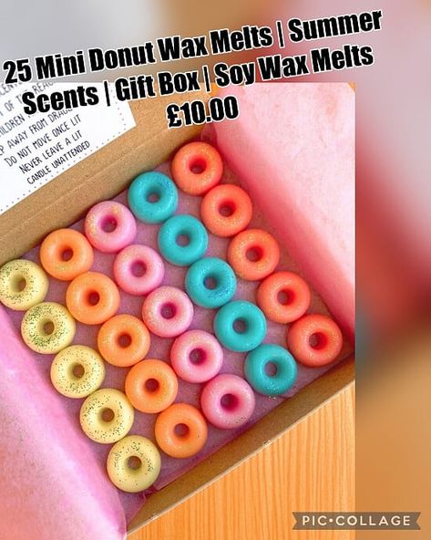 25 Mini Donut Wax Melts | Summer Scents | Gift Box | Soy Wax Melts ❤️❤️ £10.00 ♥️♥️ 🚚 free UK delivery within 7-14 working days. Lemongrass🍋 Tropical pop🍹 Zoflora🌸 Fresh linen🦋 Strawberry🍓 Donut Wax Melts, Summer Scents, Summer Scent, Mini Donuts, Fresh Linen, Soy Wax Melts, Wax Melts, Little Gifts, Donuts