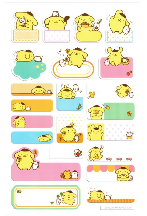 Pompompurin Name Tag Template, Pompompurin Stickers Printable, Clown Crochet Pattern, Kawaii Printables, Notebook Labels, Stationery Obsession, Sticker Printer, Ipad Kids, Sticker Template