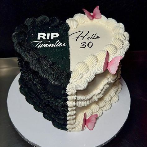 Kenysha Medina on Instagram: "All inquiries can be submitted through our website, thesweetlifekm.org 🤍 Linked in bio.   Currently booking May-June.  #phillycakes #phillybaker #heartcake #cakeart #riptwenties #hello30 #heartcakes #vintageheartcake" 30th Birthday Cake Rip 20s, Rip To My 20s Cake, 30s Birthday Cake, 30th Birthday Party For Her, 100 Cupcakes, 30th Birthday Cake For Women, 29th Birthday Cakes, Heart Birthday Cake, 30th Bday Party