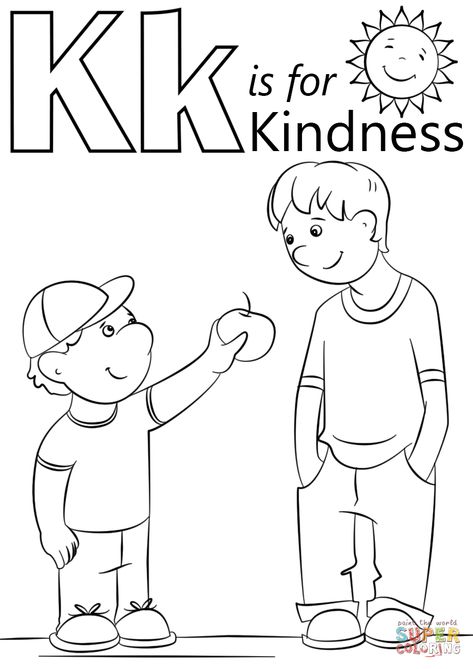 K Is For Kindness, K Coloring Pages, Letter K Preschool, Kindness Coloring Pages, Letter K Crafts, Mlk Crafts, Books About Kindness, The Letter K, Lesson Plans For Toddlers