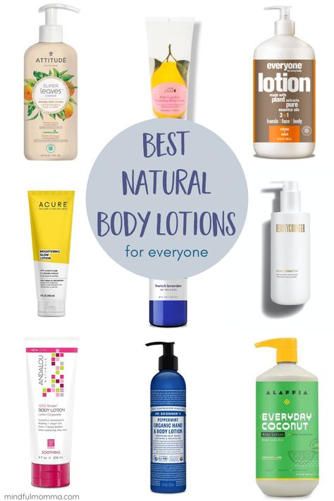 Find the best natural body lotion brands to nourish your skin without harmful chemicals. Product roundup includes certified organic, EWG-Verified, fair trade and more. | #lotion #naturalproducts #skincare via @MindfulMomma Best Natural Body Lotion, Body Lotion For Sensitive Skin, Best Smelling Lotion For Women, Non Toxic Lotion, Non Toxic Body Lotion, Best Body Moisturizer, Best Body Lotion, Adulting Hacks, Living Naturally