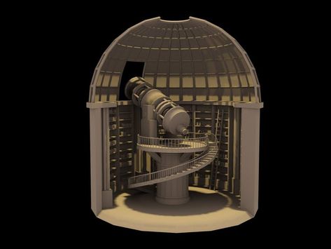 House With Observatory, Bloxburg Observatory, Observatory Concept Art, Small Observatory, Observatory Interior, Observatory Aesthetic, Minecraft Observatory, Astronomy Architecture, Observatory Architecture