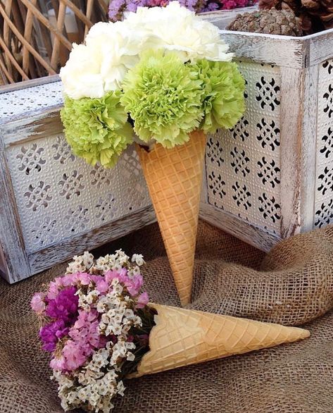 Cone Paper, Waffle Day, Waffle Cone, Ice Cream Social, Waffle Cones, Flower Box, Flower Boxes, Dragon Fruit, Floral Bouquets