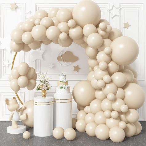 #birthdaydecor #partydecor #birthdayparty #partyplanning #eventplanning #celebration #decorinspiration #partyideas #birthdayfun #partytime #decorations #birthdaybash #partydecorations #birthdaycelebration #partyplanner #birthdayvibes Beige Balloons, Balloons White, Balloons Arch, Gender Reveal Balloons, Garland Arch, Green Balloon, Birthday Surprise Party, Arch Kit, Birthday Party Decoration