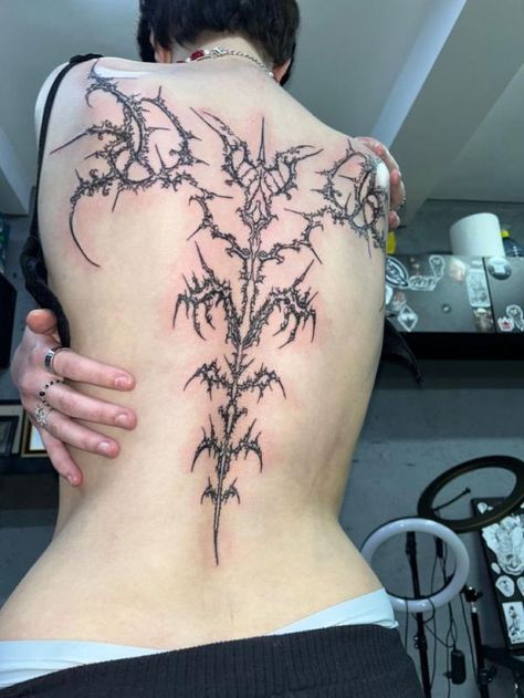 70 Cyber Sigilism Tattoos with Meaning | Art and Design Spine And Lower Back Tattoo, Spider Spine Tattoo, Clavicle Tattoo, Spider Tattoo, Elbow Tattoos, Stomach Tattoos, Spine Tattoo, Knee Tattoo, Cute Tiny Tattoos