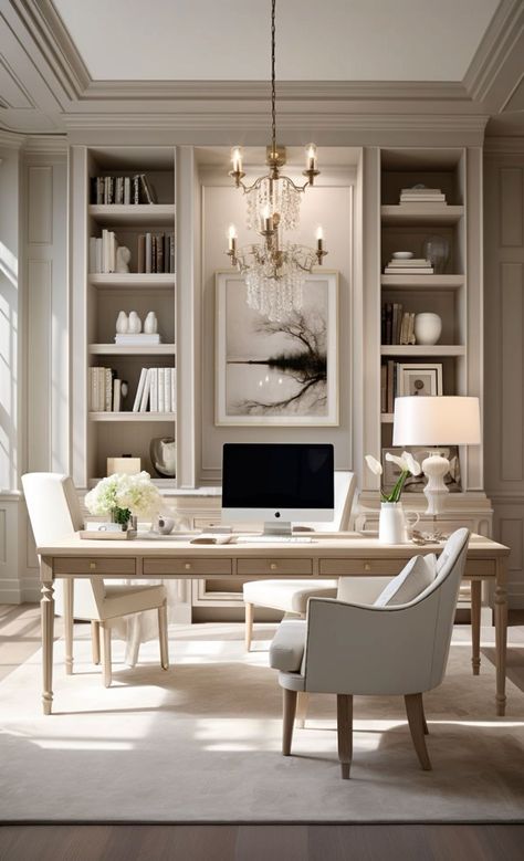 Feminine Office, Feminine Home Offices, Home Office Cabinets, Home Design Interior, Home Library Design, Modern Home Office, Upgrade Your Home, Home Office Space, Office Inspiration