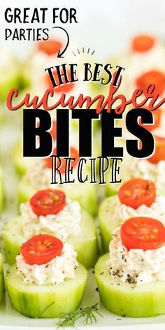 Cucumber Bites Appetizers, Fresh Appetizers, Cucumber Bites, Spaceships And Laser Beams, Appetizers Easy Finger Food, Best Appetizer Recipes, Finger Foods Easy, Cold Appetizers, Cucumber Recipes