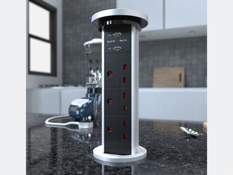 It's time to eliminate those hazardous cords running around your kitchen; Install a Pop-Up Plug Socket now. ✔️✔️ Get here: https://bit.ly/2VC3rTT #simplelighting #simplelightinguk #smarthome #smartkitchen #charger #conveniece #popupplugsocket #plug #ledlighting #lightnet #lights #light #lighting #lightdesign #ecolife #goinggreen #kitchendeas #kitchenlights #kitchendetails #kitchenlighting #kitchenessentials#ecofriendlyproduct #zerowateproduct Kitchen Sockets, Hidden Outlets, Tangled Wires, Kitchen Surface, Plug Sockets, Spacious Kitchen, Kitchen Worktop, Plug Socket, Space Saver