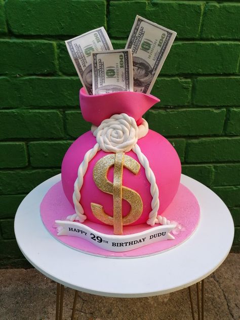 Pink Money Cake, Nike Cake, Money Birthday Cake, Gym Cake, Crab Cake Recipes, 17 Birthday Cake, Chocolate Bowl, Birthday Cakes For Her, Money Cake