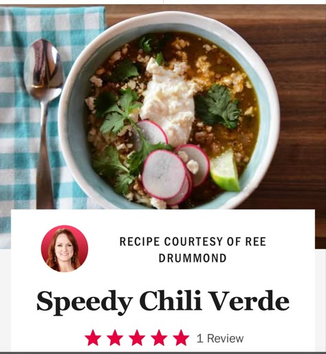 Ree Drummond Chili, Tortilla Breakfast Bake, Green Chili Verde, Italian Chicken Meatballs, Pioneer Woman Chili, Tortilla Breakfast, Chili Verde Recipe, Ree Drummond Recipes, Chili Verde