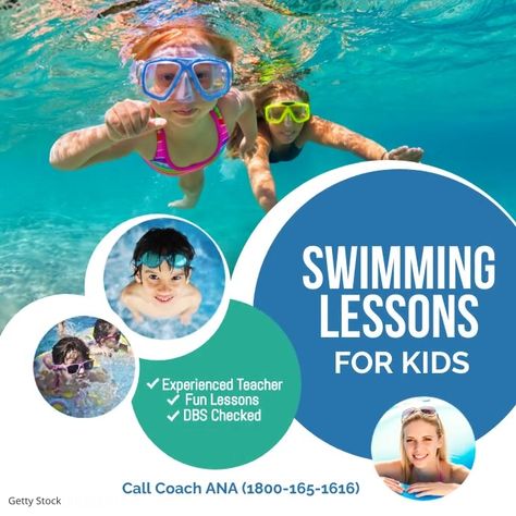 Resort Advertisement, Classes Poster, Gym Ads, Swimming Lessons For Kids, Kids Social Media, Swimming Coach, Swimming Pictures, Class Poster, Swimming Classes