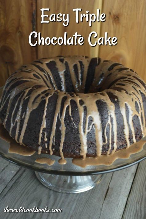 Easy Triple Chocolate Cake, Chocolate Drizzle Cake, Wacky Cake Recipe, Picnic Potluck, Wacky Cake, Triple Chocolate Cake, Old Cookbooks, Rural Women, Crock Pot Chicken