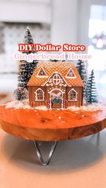 Dollar Store Gingerbread House, Dollar Tree Gingerbread House Diy, Gingerbread House Decor, Little Accessories, Gingerbread Christmas Decor, Christmas Houses, House Crafts, Paint White, Doll House Crafts