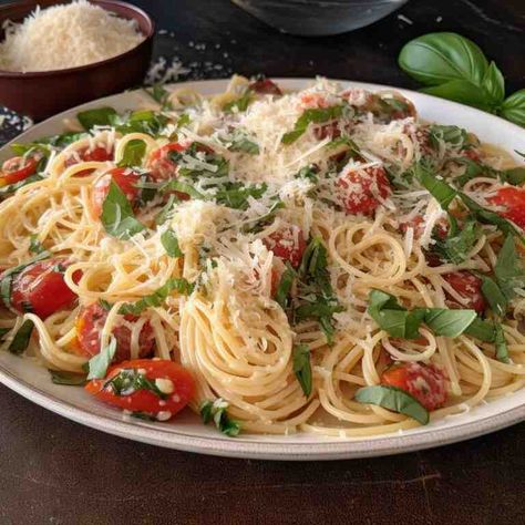 Ina Garten Summer Garden Pasta Salad - Wellbeing Barista Ina Garten Pasta Salad, Pasta Salad With Basil, Summer Garden Pasta, Angel Hair Pasta Salad, Pasta Cold, Garden Pasta Salad, Garden Pasta, Summer Pasta Recipes, Summer Salads With Fruit