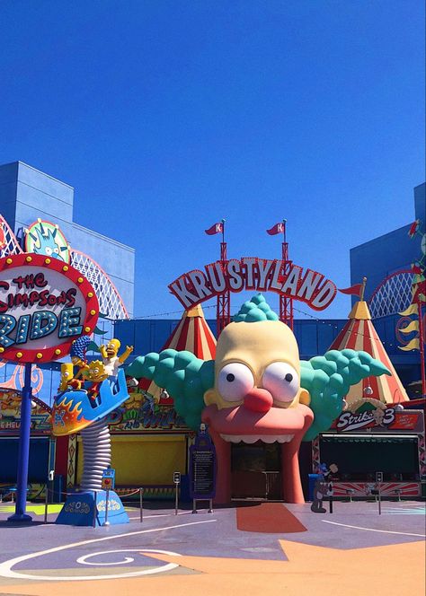 A picture of Krusty Land at Universal Studios in California Universal Aesthetic, Universal Florida, Universal Studios Orlando Trip, Orlando Trip, Park Aesthetic, Miss Florida, Universal Parks, 13 Birthday, Random Photography