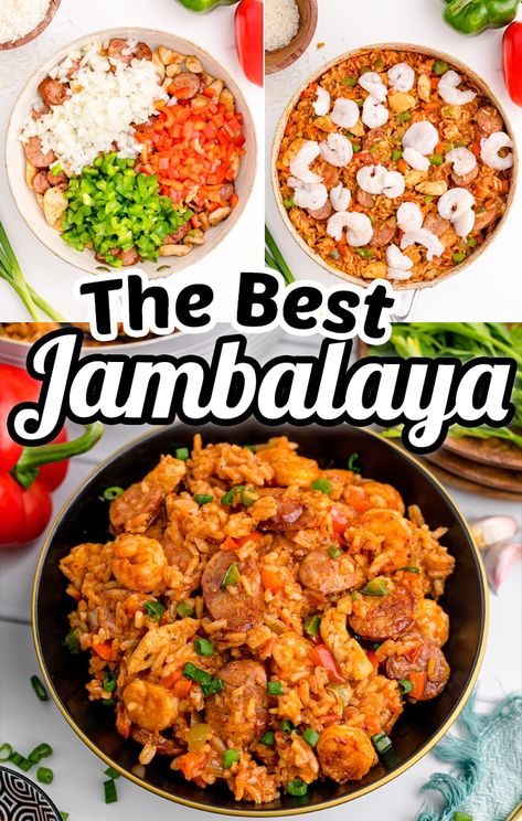 Chicken And Shrimp Dinner, Jumbolia Recipes, Sausage And Shrimp Recipes, Shrimp Jambalaya Recipe, How To Make Jambalaya, Best Jambalaya Recipe, Shrimp Dinner Recipes, Creole Jambalaya Recipe, Chicken Jambalaya Recipe