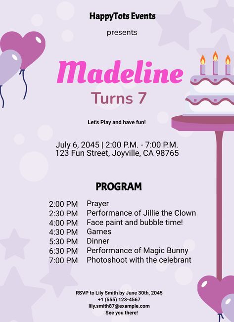 Is It Somebody's Debut, 7th, 60th, 50th, or 1st Birthday? To Ensure the Celebration Runs Smoothly, Make Sure to Carefully Plan the Program. To Help You Out, Template.net Offers Birthday Program Templates for Free. From the Script to the Party Flow, These Templates Provide Prewritten and Preformatted Content for Your Convenience. They're Also Fully Customizable for Your Personalized Experience. 1st Birthday Party Program Flow, Birthday Program Template, Program Flow, Debut Program, Mermaid Theme Birthday Party, Mermaid Theme Birthday, Childrens Birthday Party, Free Birthday, Program Ideas