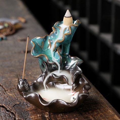 Backflow Incense Burner, Backflow Incense, Me And My Dog, Lotus Leaves, Lotus Leaf, Creative Home Decor, Incense Cones, Tea House, Incense Holder