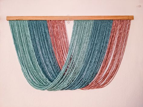 Hand made wall hanging, scoop design Made with yarn Birch wood Wall Art Headboard, Art Headboard, Ombre Wall Art, Tapestry Headboard, Headboard Bedroom, Yarn Tapestry, Tie Dye Tapestry, Fiber Art Wall Hanging, Ombre Wall