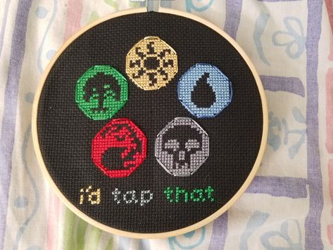 I'd tap that magic the gathering cross stitch Magic The Gathering Embroidery, Magic The Gathering Crafts Diy, Mtg Embroidery, Mtg Cross Stitch, Magic The Gathering Gifts Diy, Magic The Gathering Cross Stitch, Magic The Gathering Gift Ideas, Mtg Birthday, Magic The Gathering Crafts