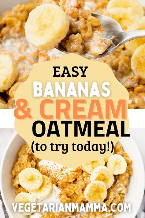 Oatmeal Banana Recipes Healthy, Oatmeal For Kids Breakfast, Banana And Cream Oatmeal, Bananas Foster Oatmeal, Fruit And Cream Oatmeal, Banana Cream Oatmeal, Banana Oatmeal Recipes Breakfast, Oatmeal Banana Recipes, Banana Pudding Oatmeal