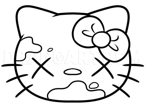 Hello Kitty And Friends Easy Drawing, Alt Hello Kitty Drawing, Y2k Doodles Hello Kitty, Creepy Hello Kitty Drawing, Y2k Drawings Hello Kitty, Y2k Drawing Ideas Hello Kitty, Cute Y2k Drawings Easy, Hello Kitty Doodle Art, Hello Kitty Jeans Painting