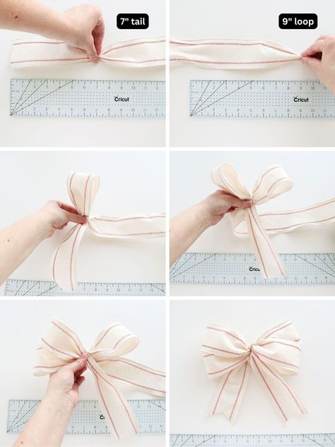 How To Make Wire Ribbon Bows, Make A Wreath Bow Wired Ribbon, How To Make A Bow With Wired Ribbon Diy, Easy Hair Bows Diy, How To Make A Bow Tree Topper, Make A Bow With Wired Ribbon, How To Make A Bow With Wired Ribbon, Christmas Gift Bows Diy, Grosgrain Ribbon Bows Diy